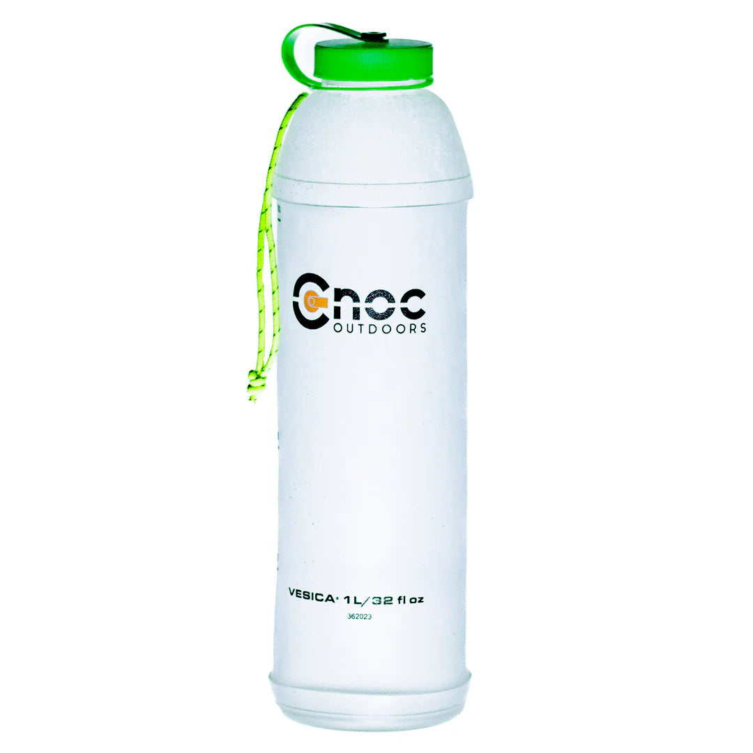 Cnoc Outdoors Borraccia Pieghevole Vesica – 1 Litro, Bocca Larga 42 Mm, Viola, Leggera (67g), Compatibile Con Filtri BeFree